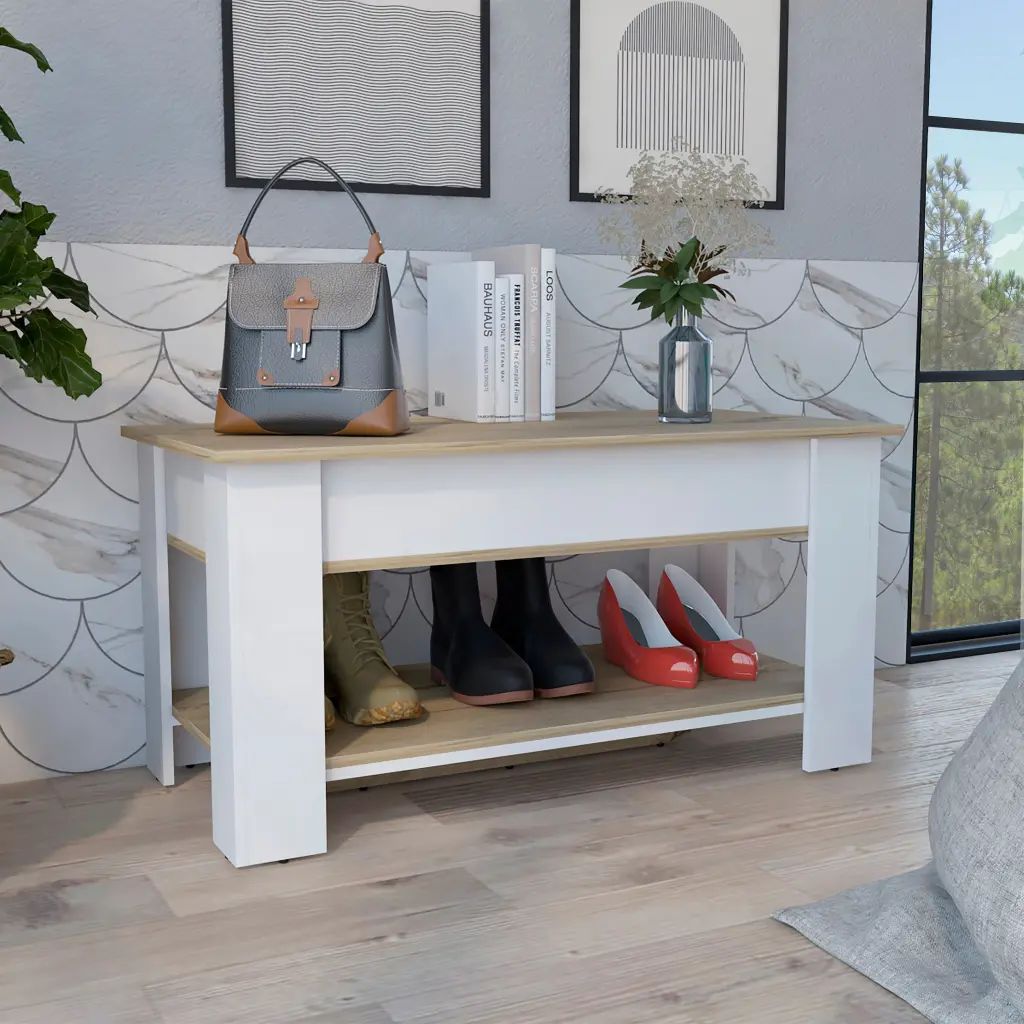 Austin Storage Table Extendable Shelf Four Legs and Lower Shelf rta mubles colombia