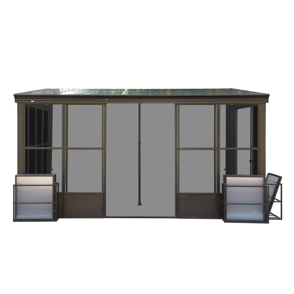 12X14Ft All Season Sunroom Outdoor Permanent Wall Mounted Solarium Windows crefise patio life