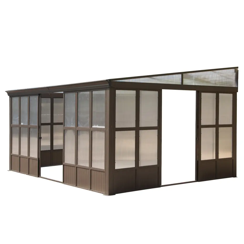 12X16Ft All Season Sunroom Outdoor Permanent Wall Mounted Solarium Windows crefise patio life