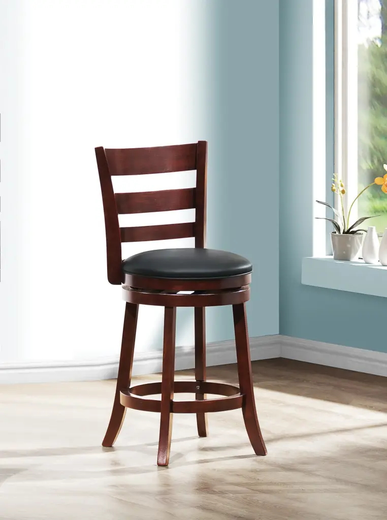 360 Degree Swivel Counter Height Chair Dark Cherry Finish Cozy Bar Stool kanepe