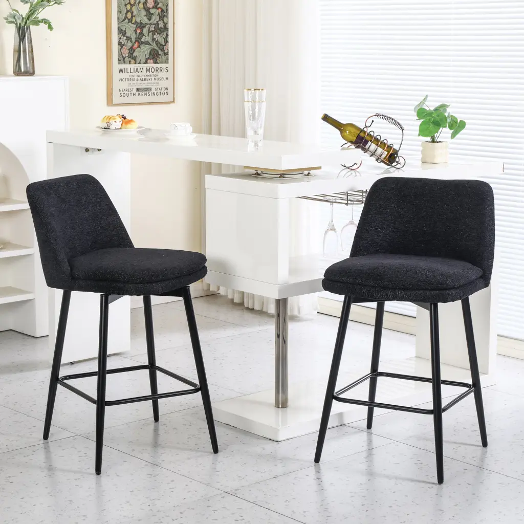 Counter Height Swivel Bar Stools Set 2 360 Swivel Upholstered Stools Kitchen Island rnb