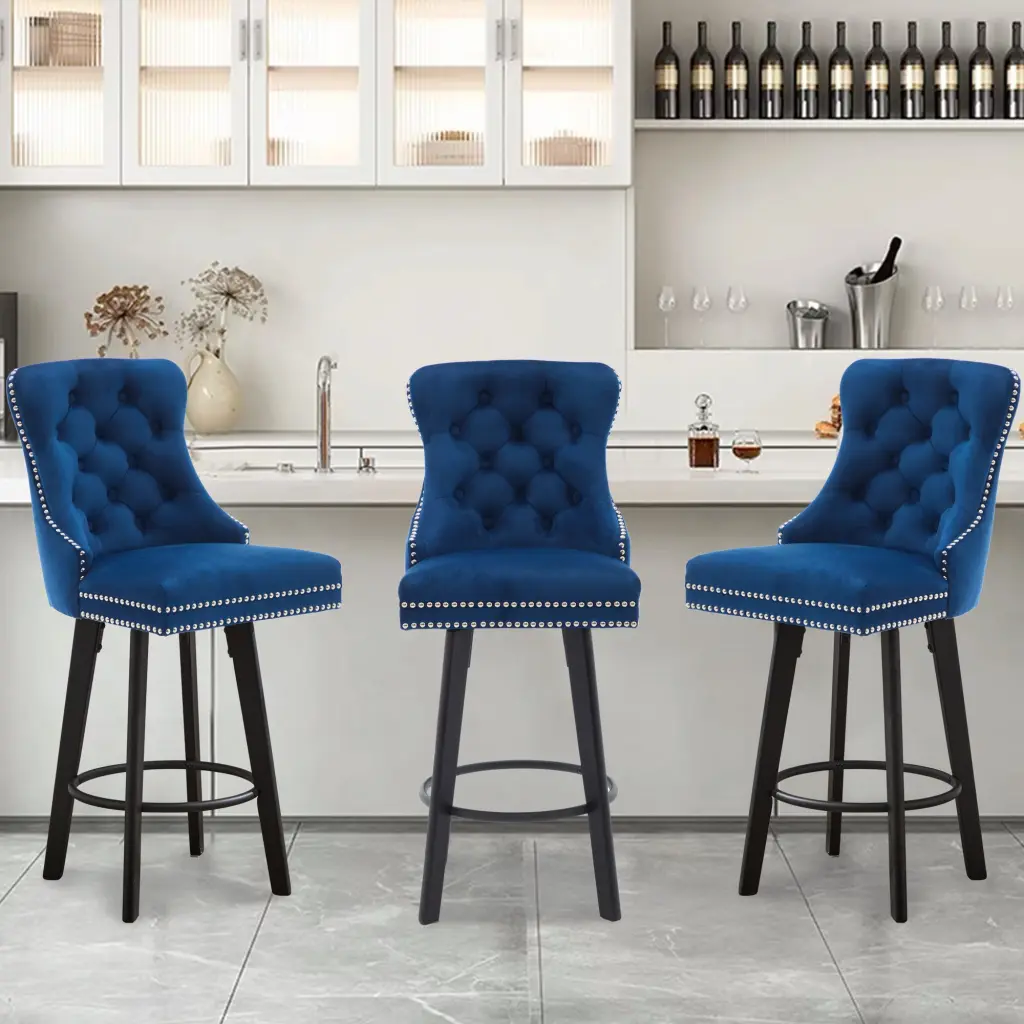 Modern Velvet Swivel Bar Stools Button Tufted Design ts furniture