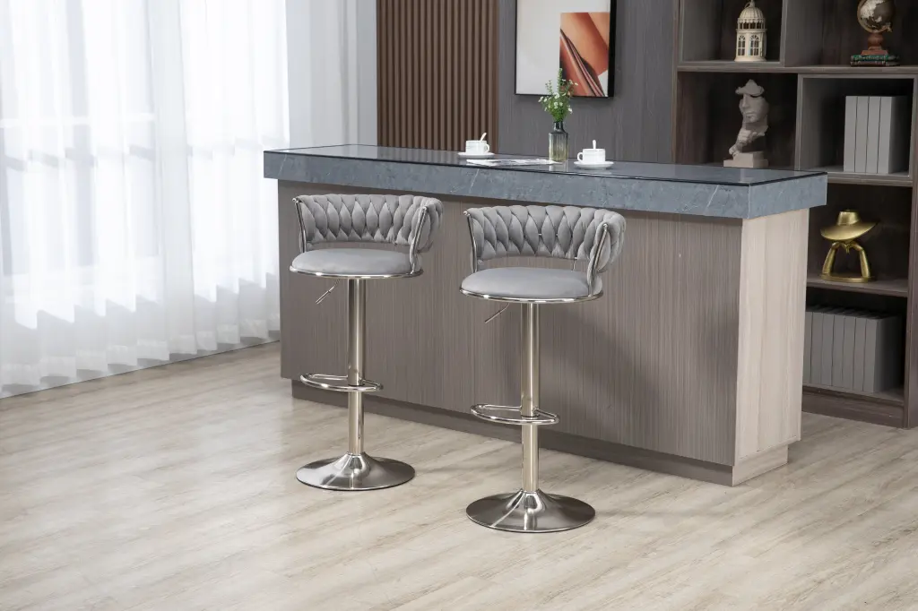 Coolmore Swivel Bar Stools Set 2 Adjustable Counter Height Chairs Footrest w1539 coolmore