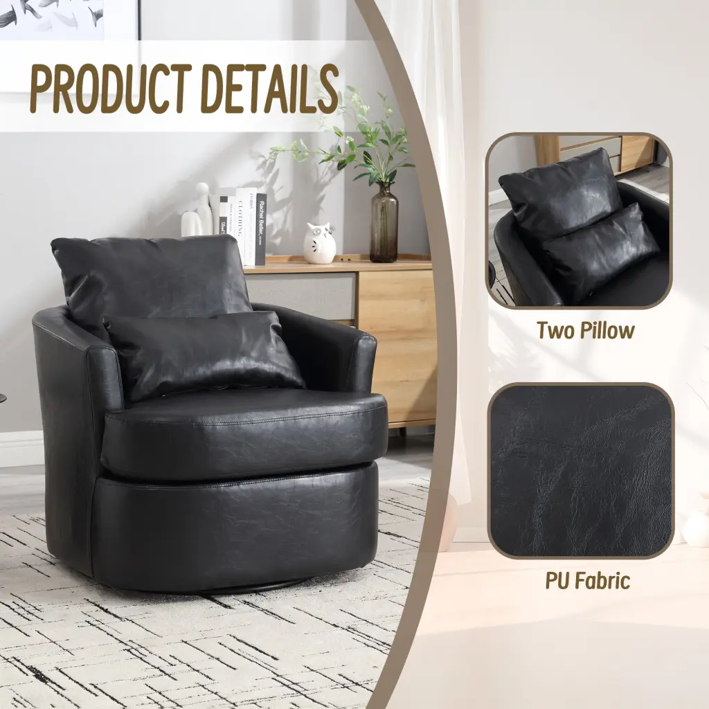 Coolmore Swivel Barrel Chair Comfy Round Accent Sofa Chair Living Room Decor coolmore w-395