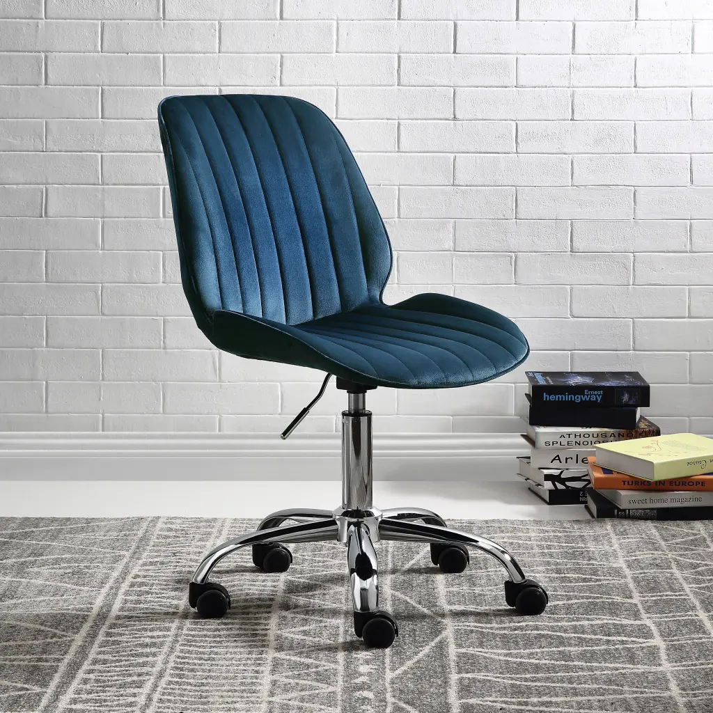 Twilight Blue and Chrome Swivel Stationery Chair Solid Blue Office Chair furniture max