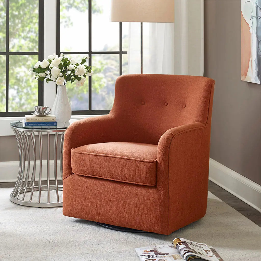 Adele Swivel Chair Orange Solid Wood Modern Accent Chair jla