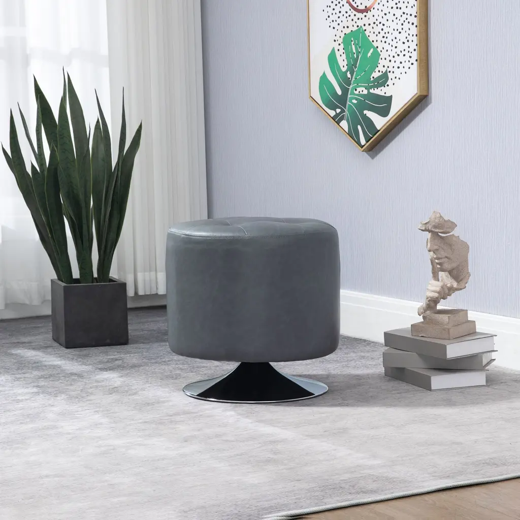 Homcom 360 Swivel Foot Stool Round PU Ottoman Thick Sponge Padding aosom business
