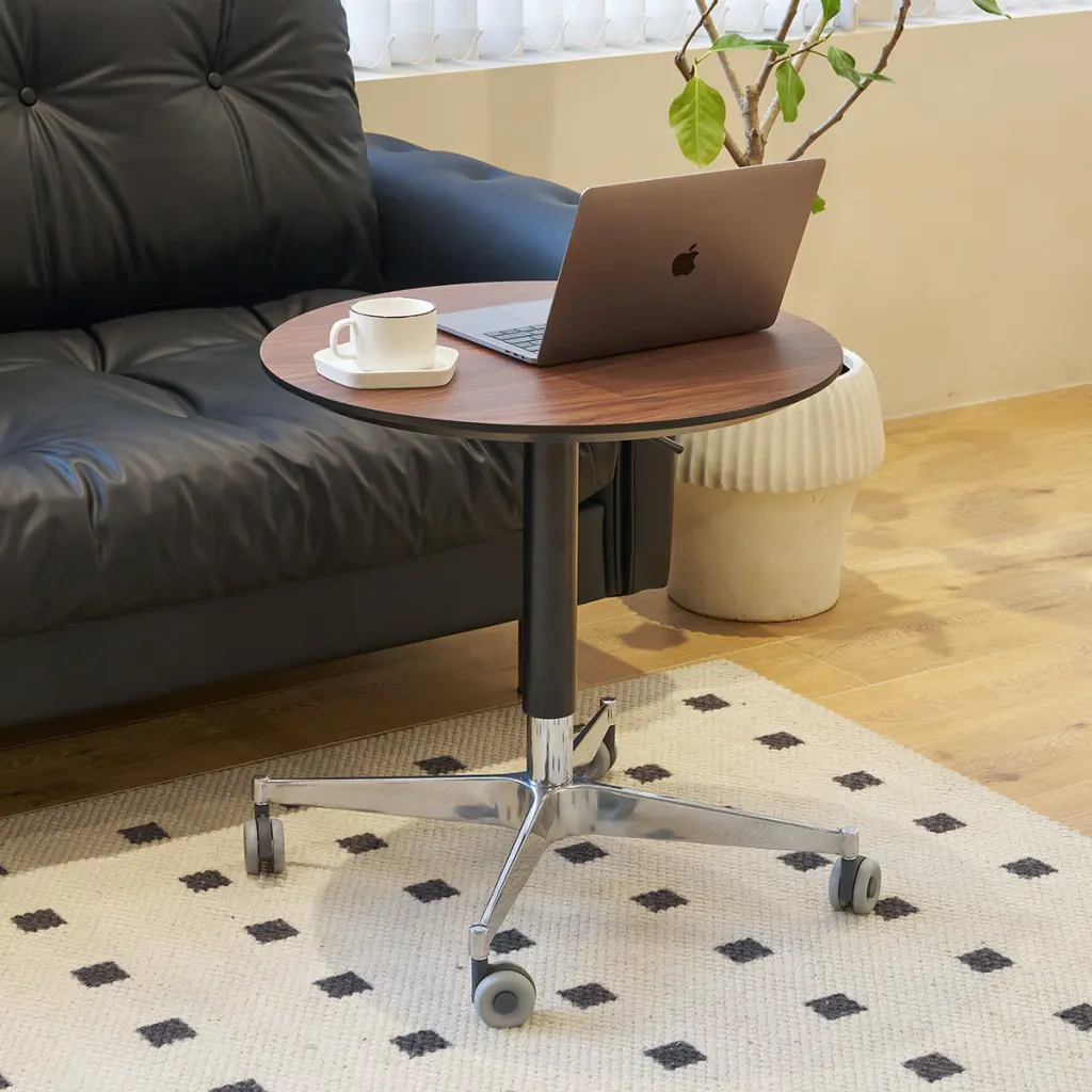 Movable Customizable Coffee Table 360 Swivel Counter Height Light Metal Modern Design w2105