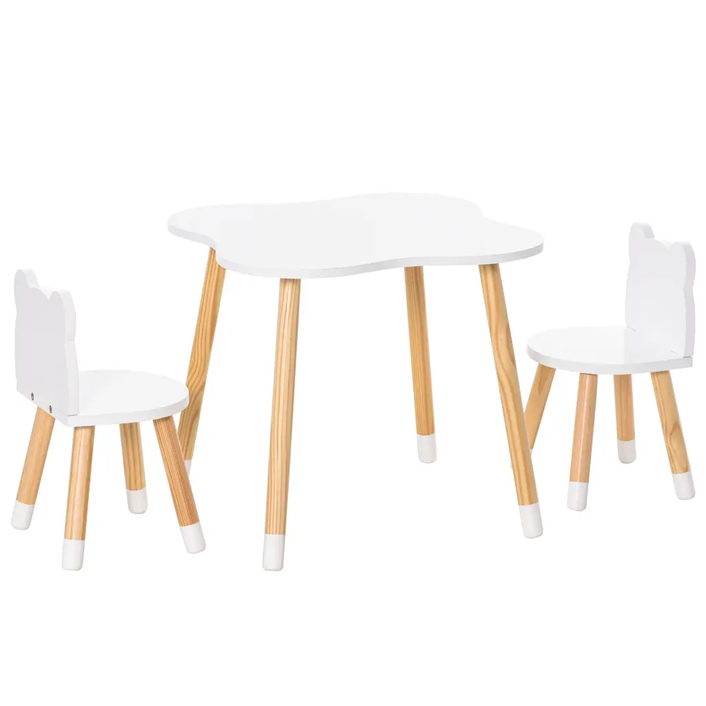 Qaba Timber Kids Table and Chair Set Ideal Arts Meals Homework Children's Furniture aosom business