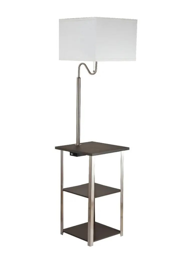 58 Inch Tall Dru Square Side Table Floor Lamp Charging And USB Port california home
