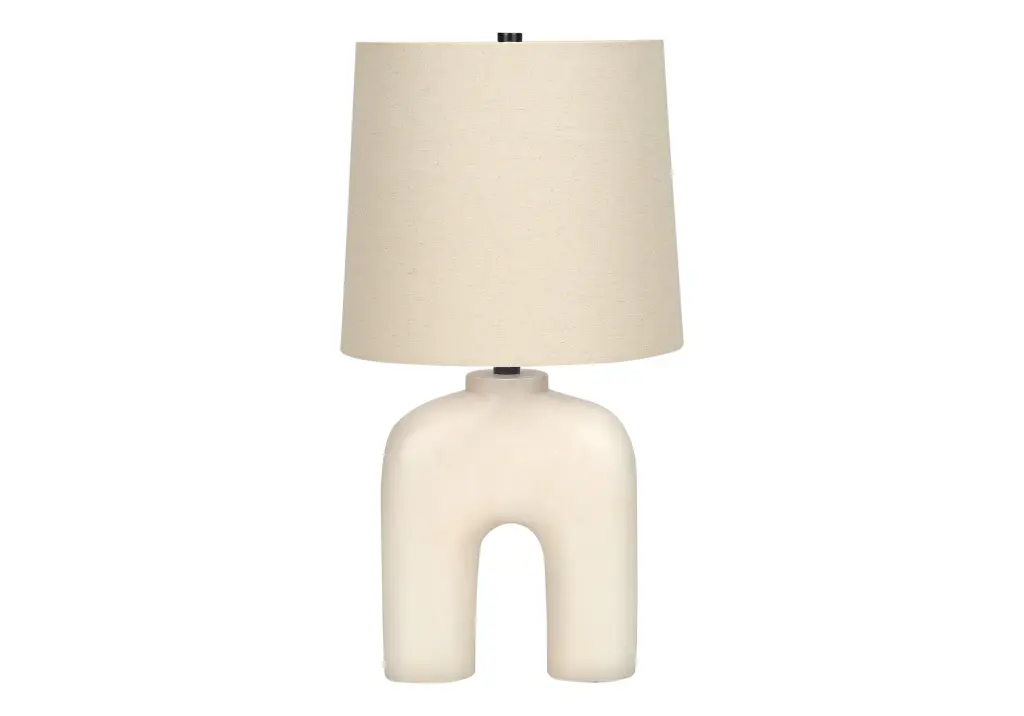 25H Cream Resin Table Lamp Beige Shade Modern Cream Polish Lighting 8th street living
