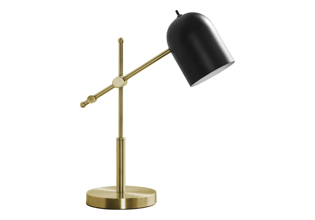 18 Inch Brass Metal Contemporary Table Lamp Black Shade and Gold Finish 8th street living