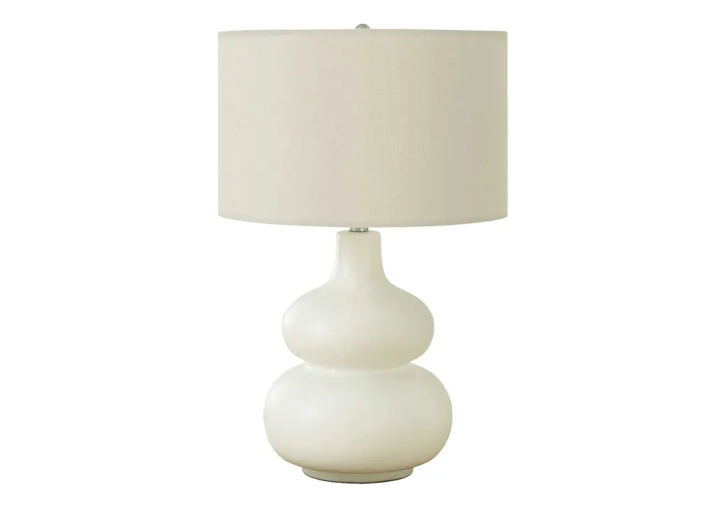 25 Inch Contemporary Table Lamp Ivory Cream Shade and Cream Ceramic Base 8th street living