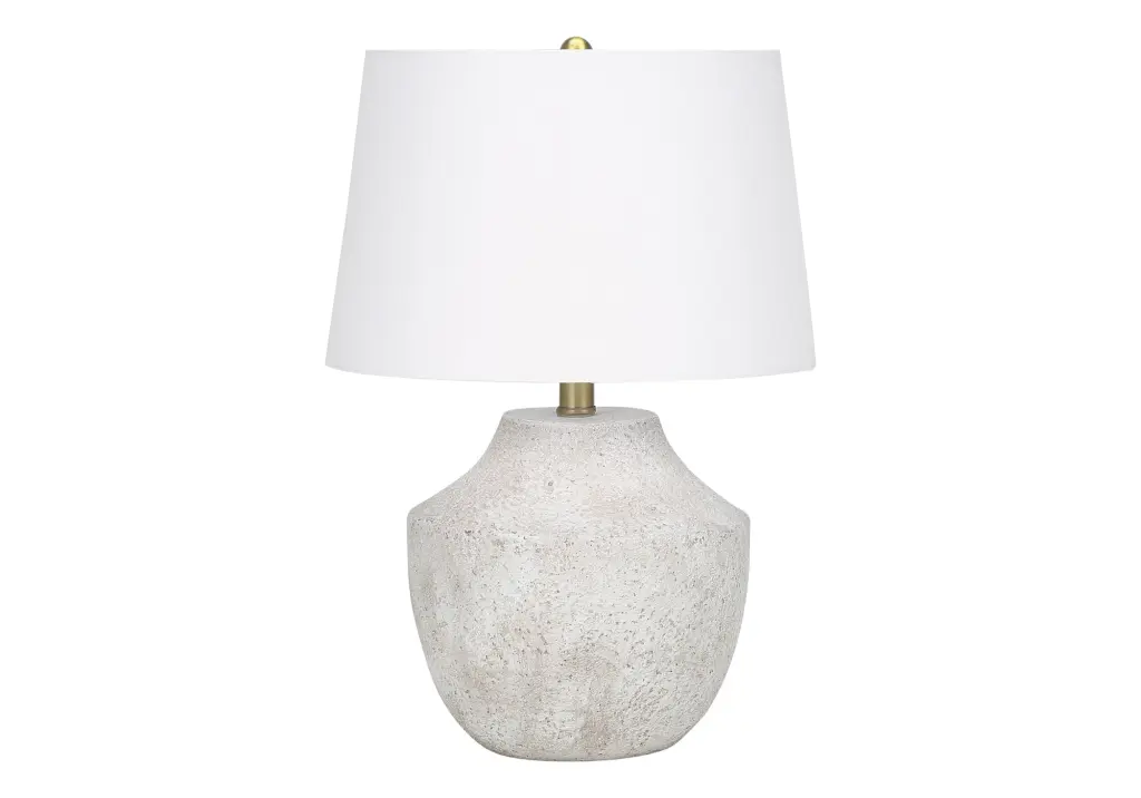 20 Inch Cream Concrete Table Lamp Ivory Cream Shade Modern Lighting 8th street living