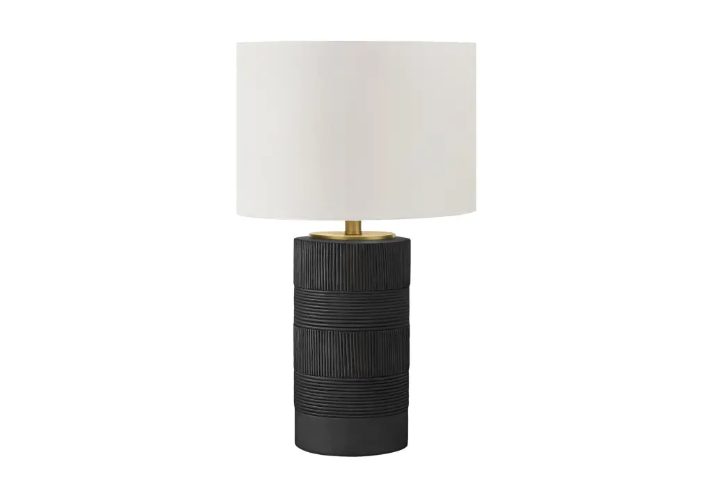 24 Inch Table Lamp Black Resin Base and Ivory Cream Shade - Contemporary Lighting 8th street living