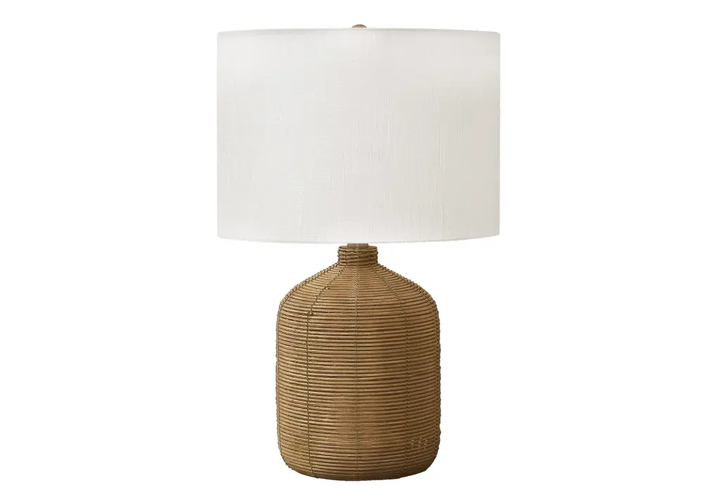 23 Inch Table Lamp Brown Rattan Beige Shade Modern Rattan Lighting Home Decor 8th street living