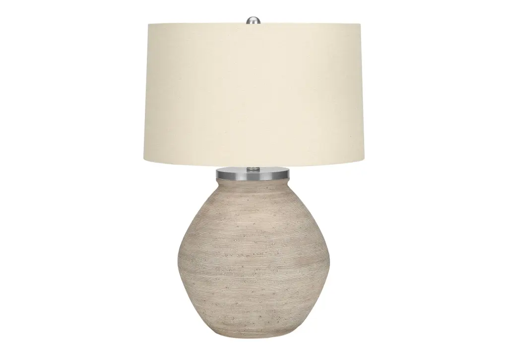 25 Inch Table Lamp Cream Concrete Base and Beige Shade Contemporary Lighting 8th street living