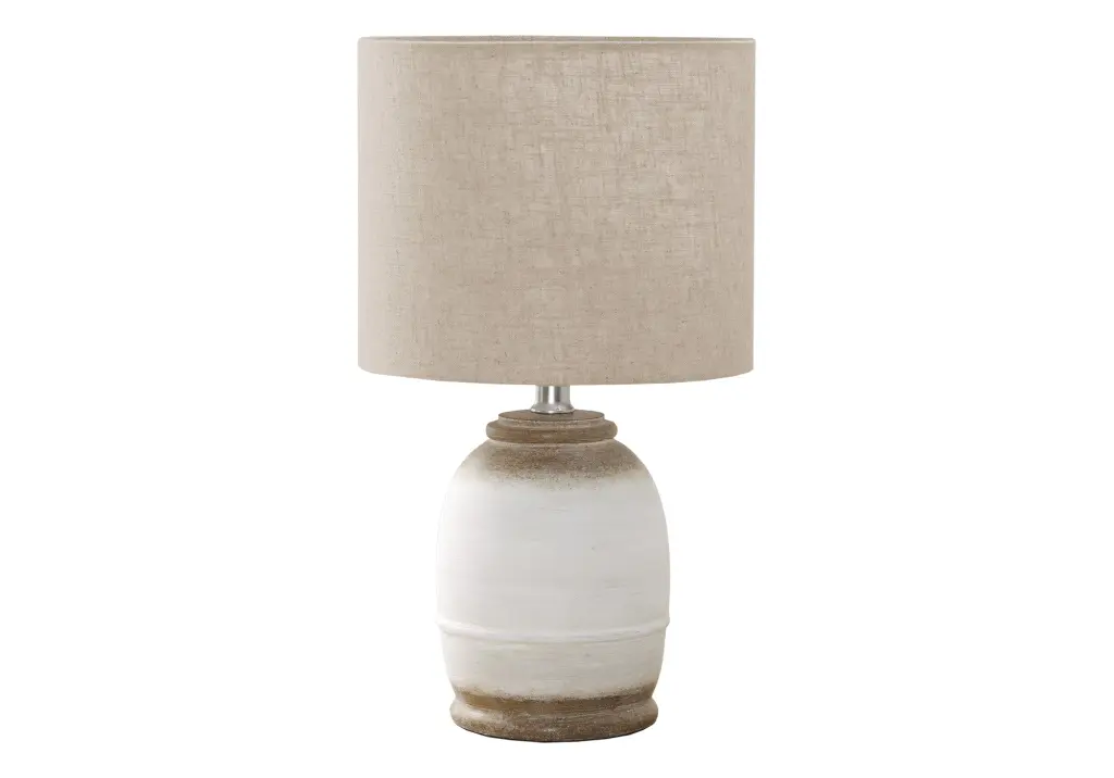16 Inch Table Lamp Cream Resin Base Beige Shade Contemporary Lighting 8th street living