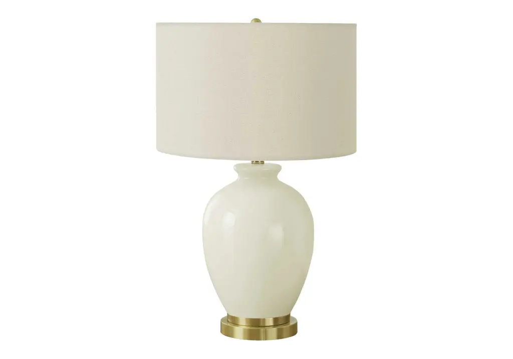 26 Inch Table Lamp Ivory Cream Shade and Cream Ceramic Base Transitional 8th street living