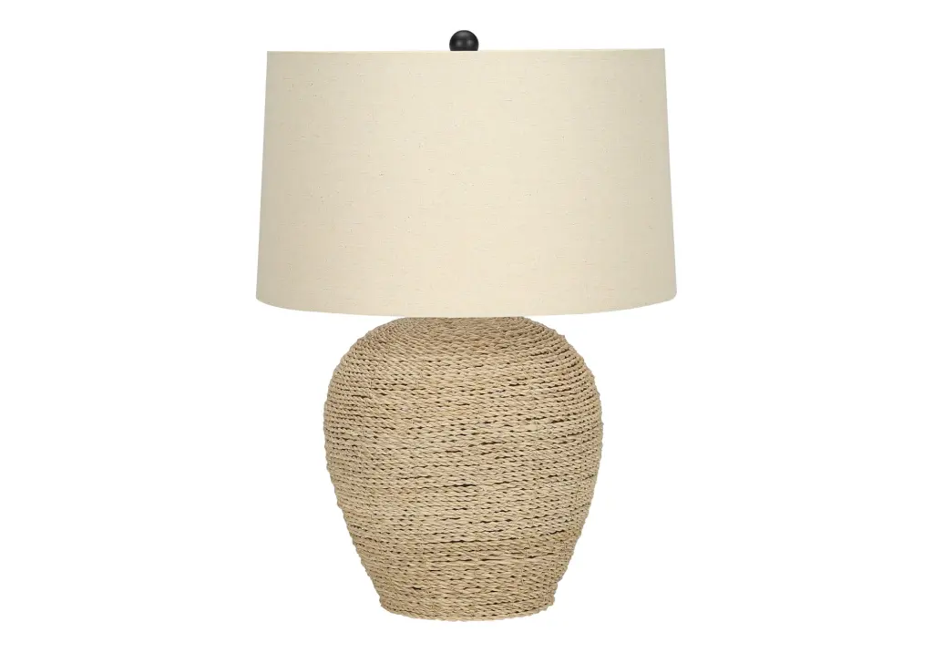 Lighting 25 Inch H Table Lamp Rattan Beige Shade Transitional Beige Rattan 8th street living