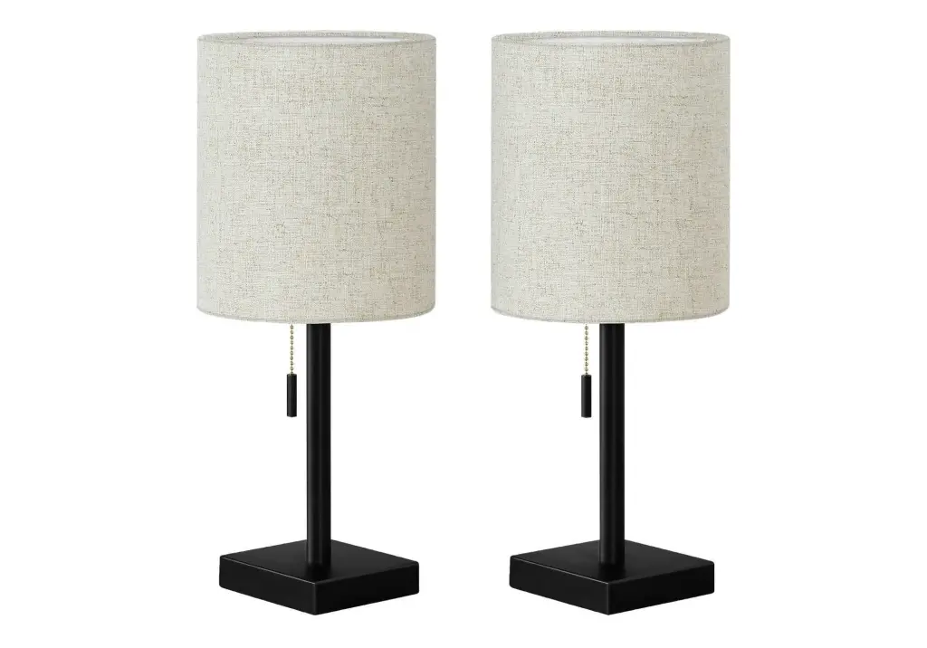 Set 2 Black Metal Table Lamps USB Port and 17 Inch Height 8th street living