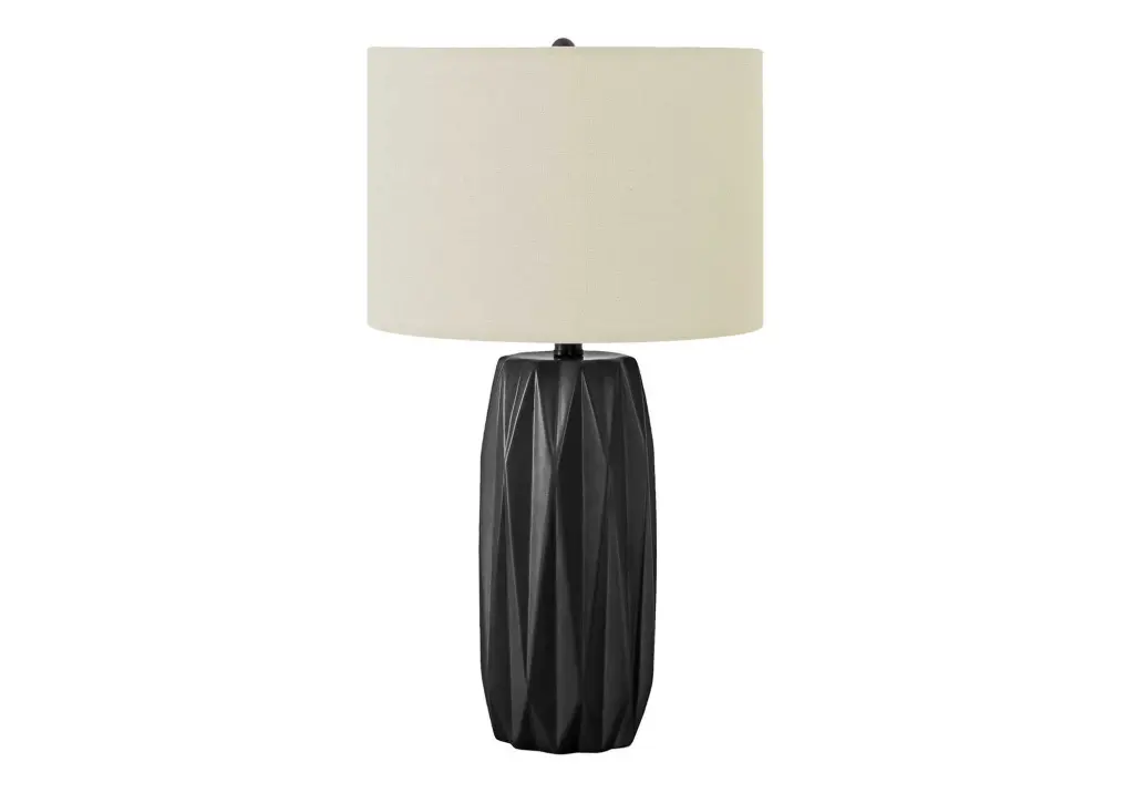 Table Lamp 25 Inch Black Ceramic Base Ivory Cream Shade Contemporary Lighting 8th street living