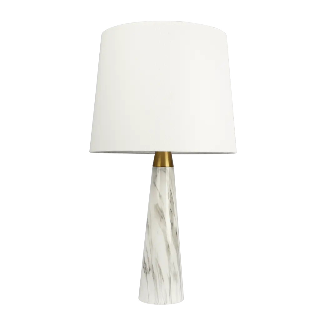 Enclave Hydro White Table Lamp On Off Switch Faux Marble Base Fabric Shade ashcroft furniture