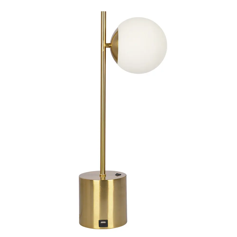 Ethereal Modern Small Brass Metal Table Lamp, Desk Lamp Fixture White Shade ashcroft furniture