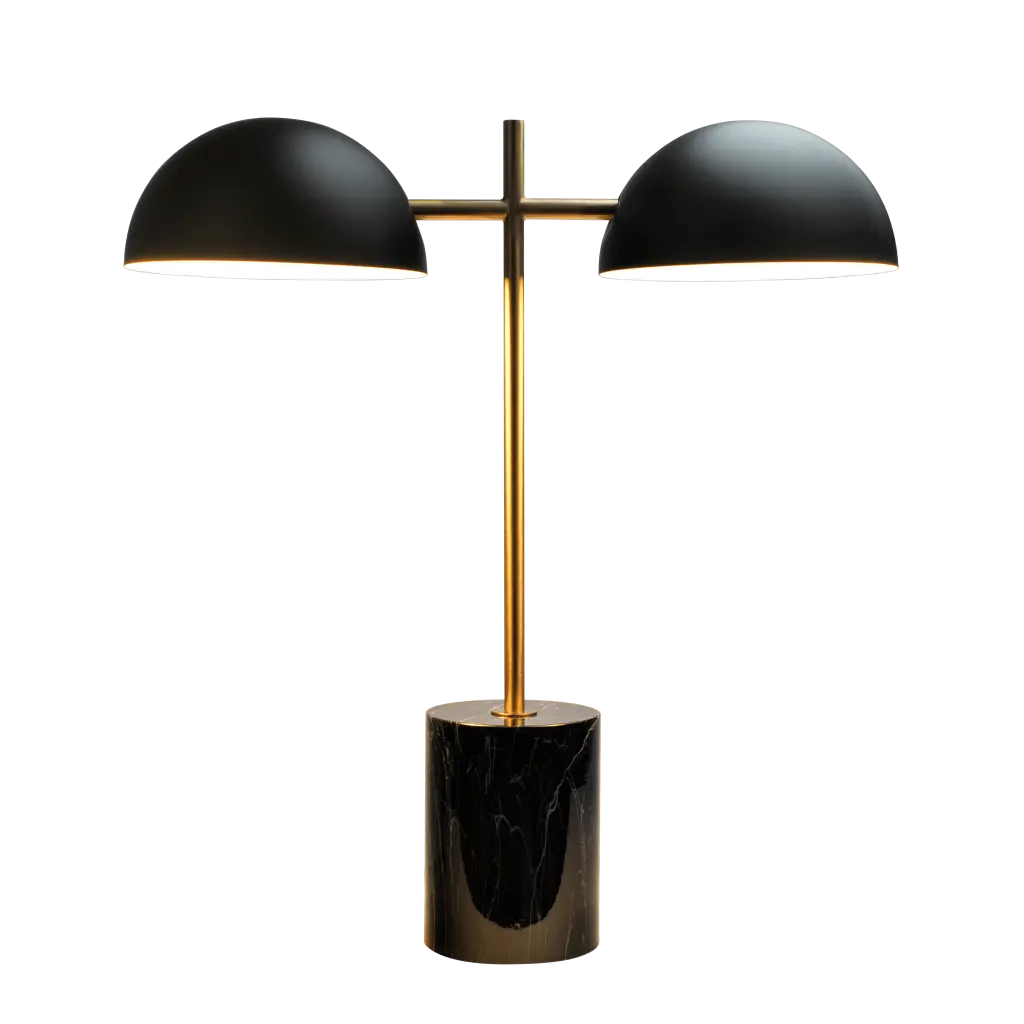 Nova Hydro Black Table Lamp On Off Switch Double Lamp Faux Marble Base ashcroft furniture