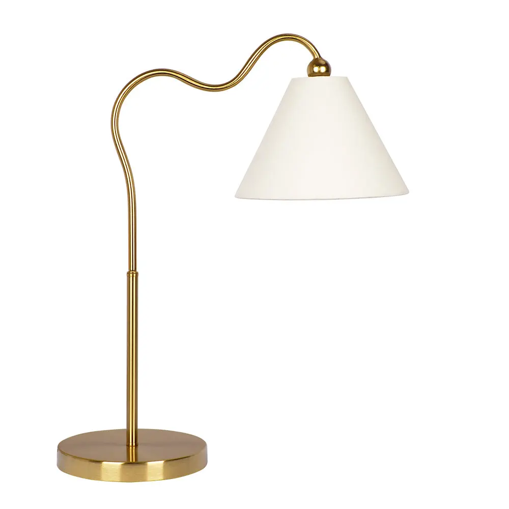 Ornate Brass Ring Base Curved Table Lamp Triangle White Drum Shade ashcroft furniture