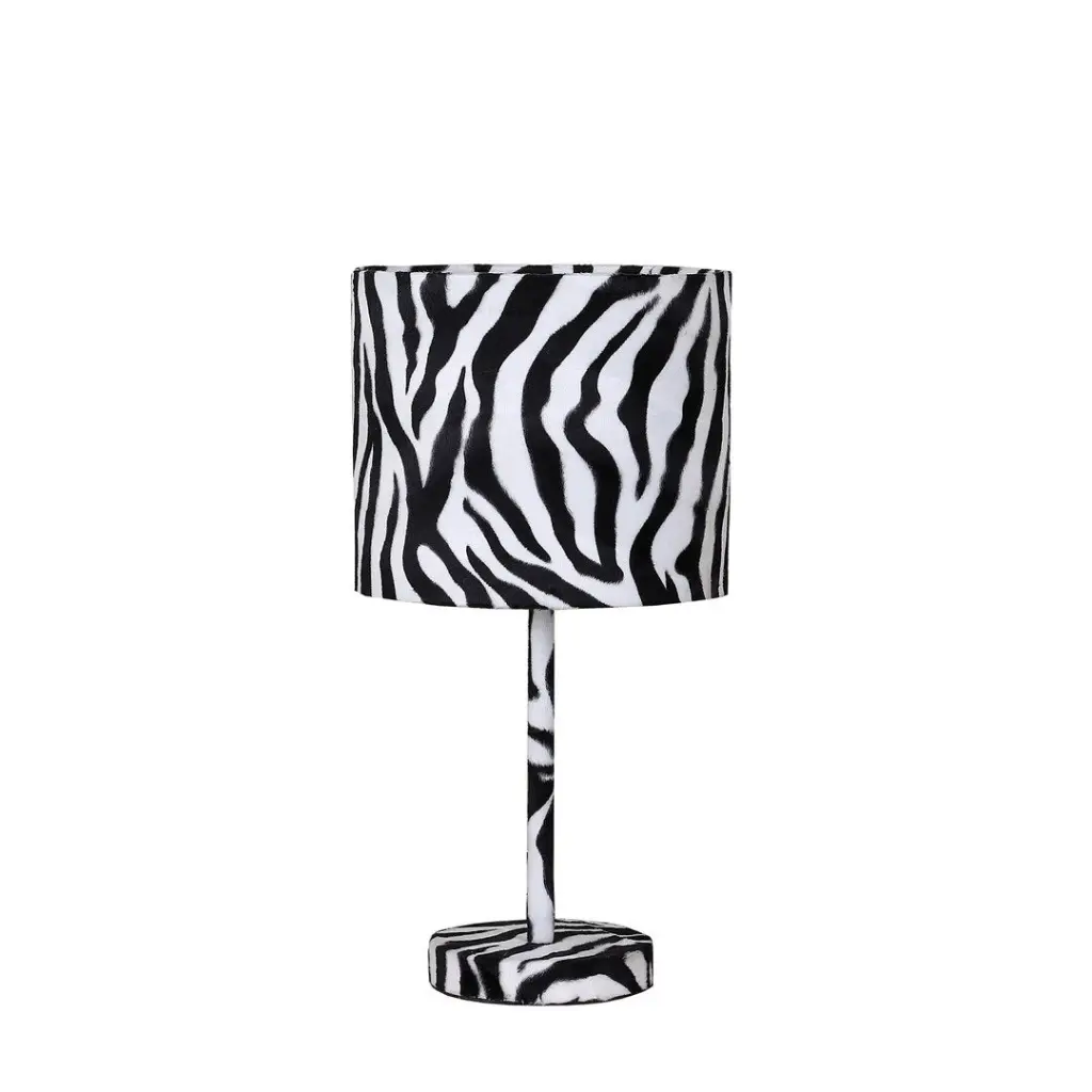 19.25 Inch Faux Suede Zebra Metallic Table Lamp Multicolor Accent Lighting california home
