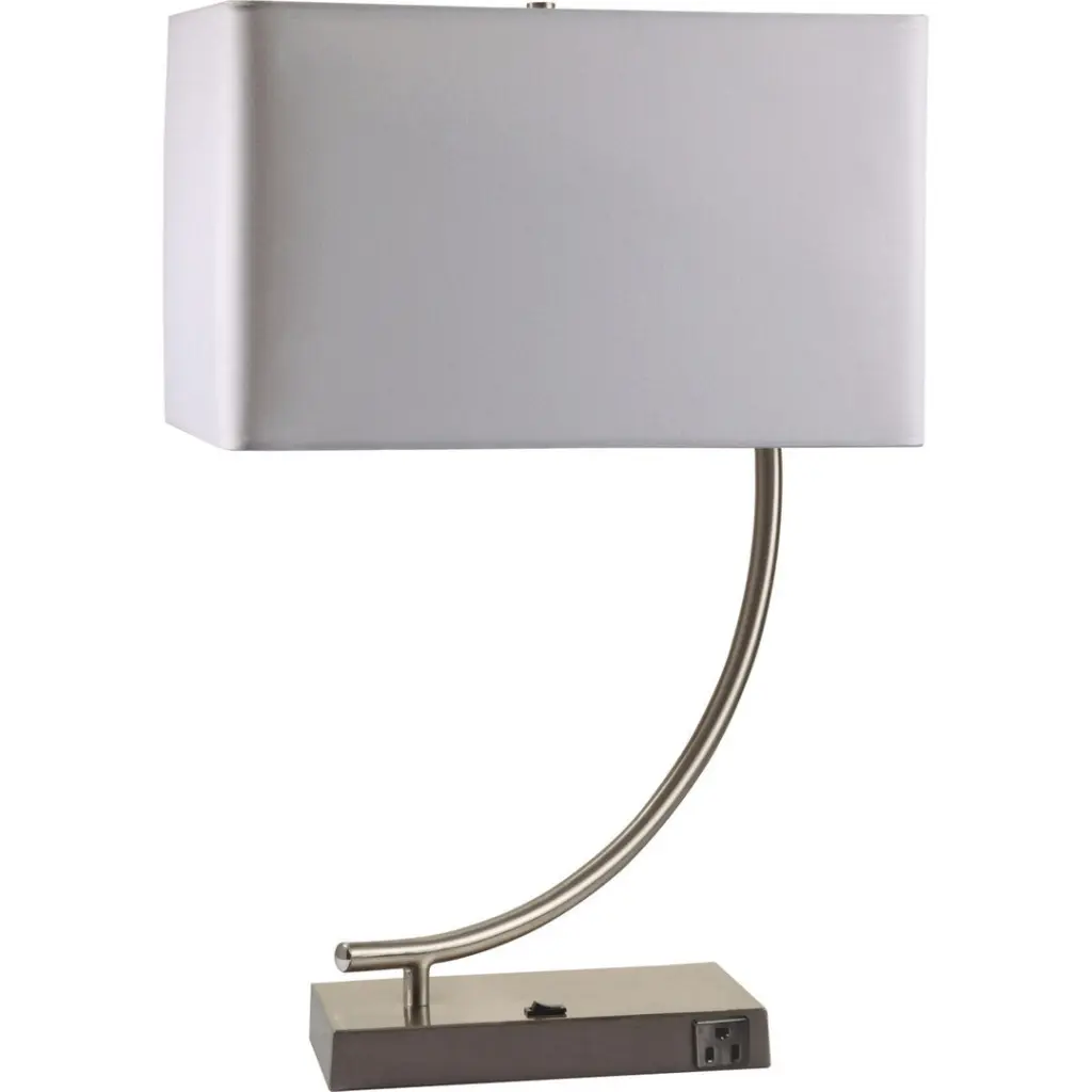 22.5 Inch Tall Metallic Table Lamp Shiny Metal Finish Curved Design White Shade california home