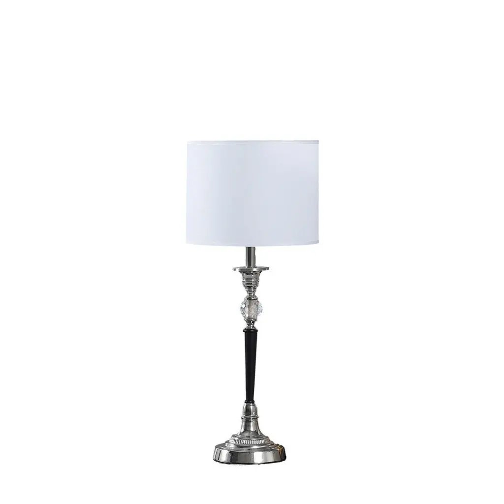 22.75 Inch Albi Candlestick Glass Accent Black Shiny Metal Table Lamp Home Decor california home