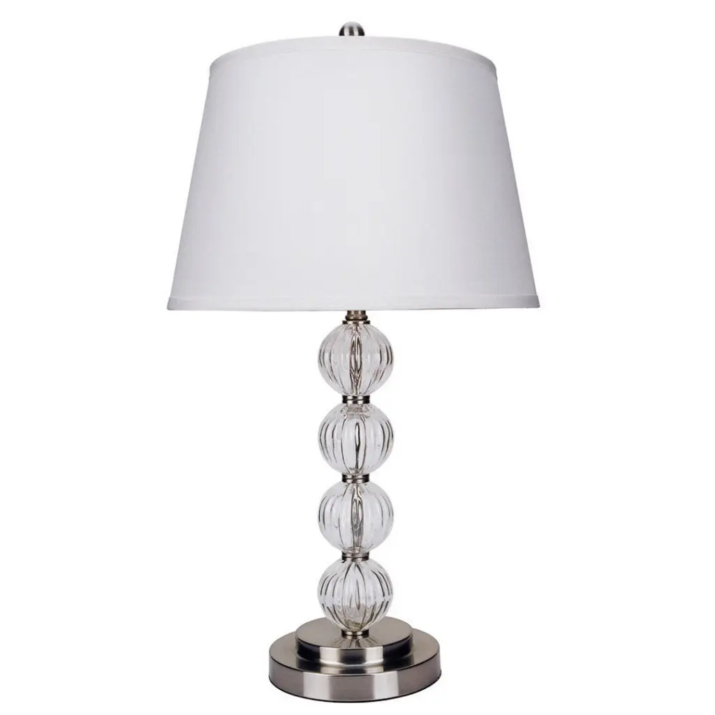 28.5 Inch Tall Metallic Table Lamp Satin Nickel Finish and Orb Design california home
