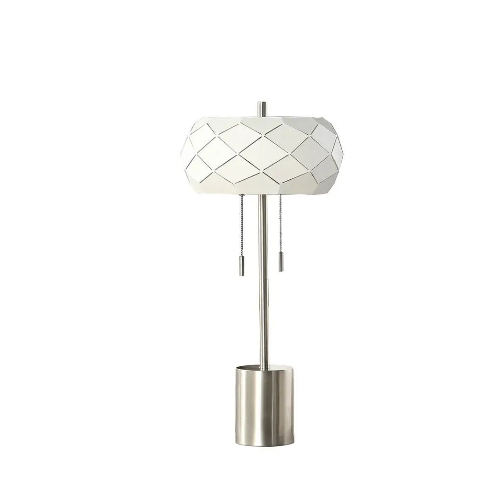 28 Inch Mid Century Danish 2 Light Alloy Metal Pull Chain Table Lamp california home
