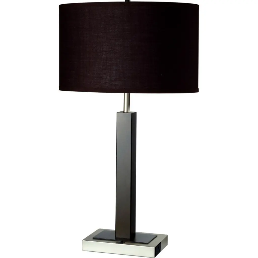 30 Inch Tall Metal and Polyresin Table Lamp Dark Espresso Finish Fabric Shade california home
