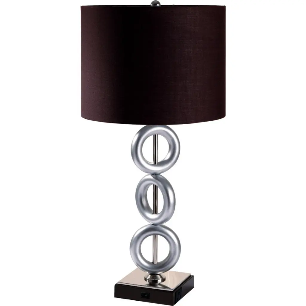 29 Inch Tall Metallic Table Lamp Shiny Finish and Ring Style Espresso california home