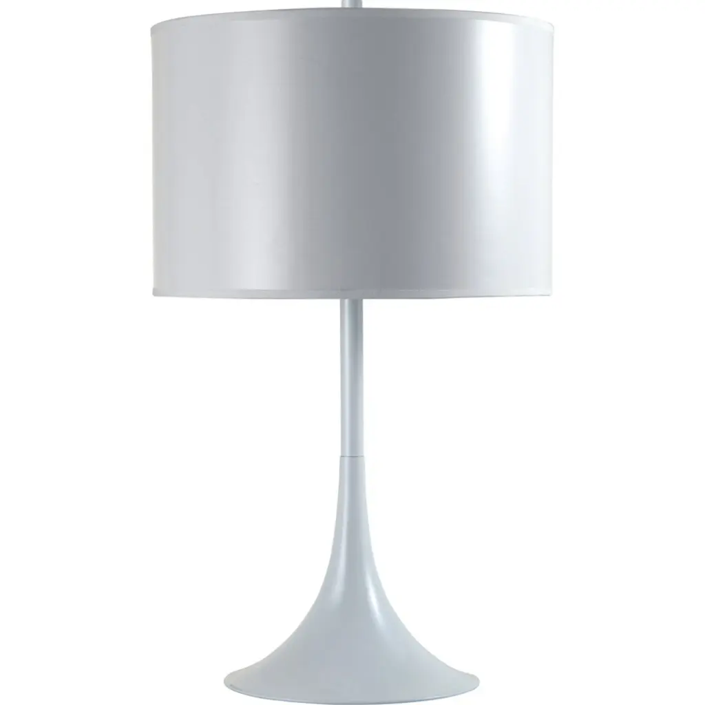 25 Inch Tall Metallic Table Lamp White Finish and Round Shade california home