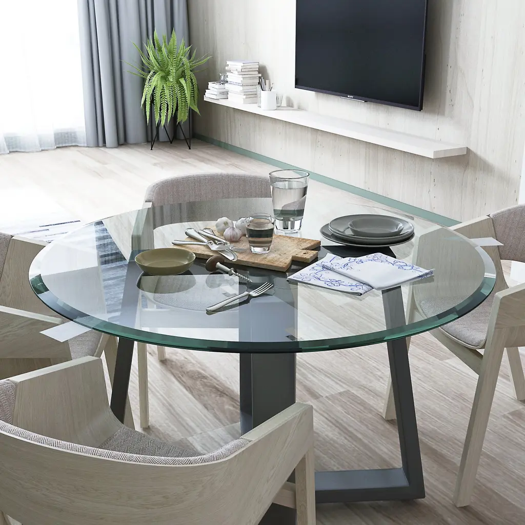 36 Inch Round Tempered Glass Table Top 2.5 Inch Thick Clear Glass sya furniture
