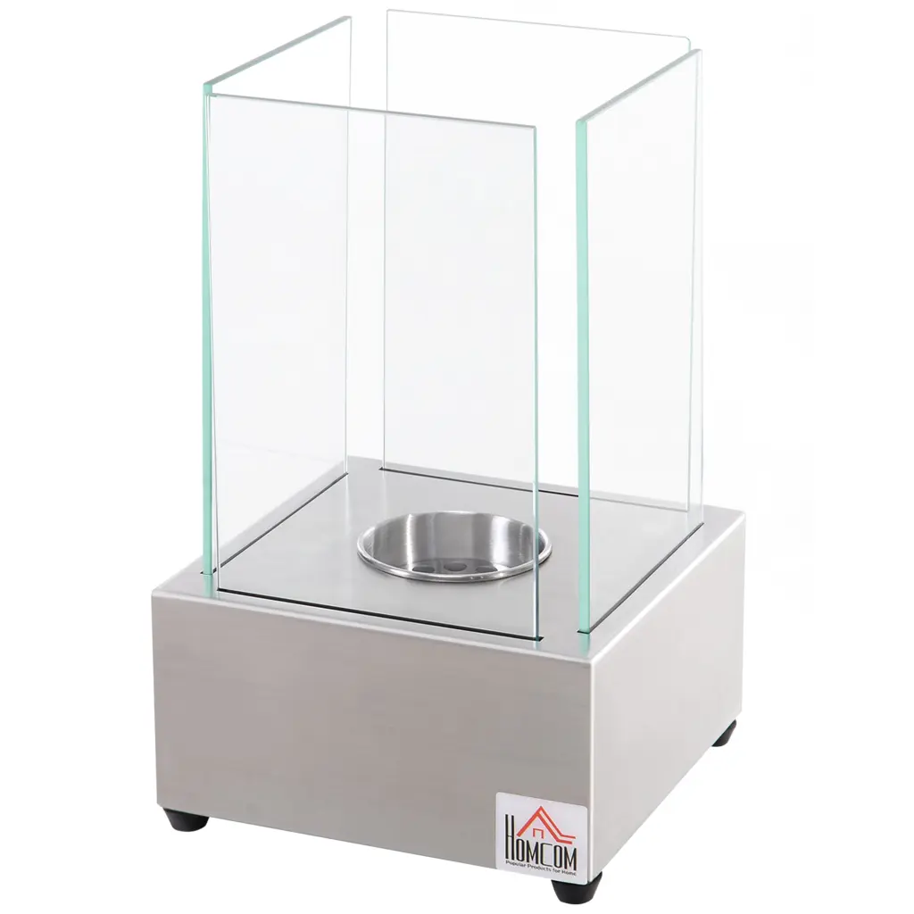 Ethanol Fireplace 7.75 Inch Tabletop 0.10 Gal Stainless Steel 160 Sq. Ft. aosom business