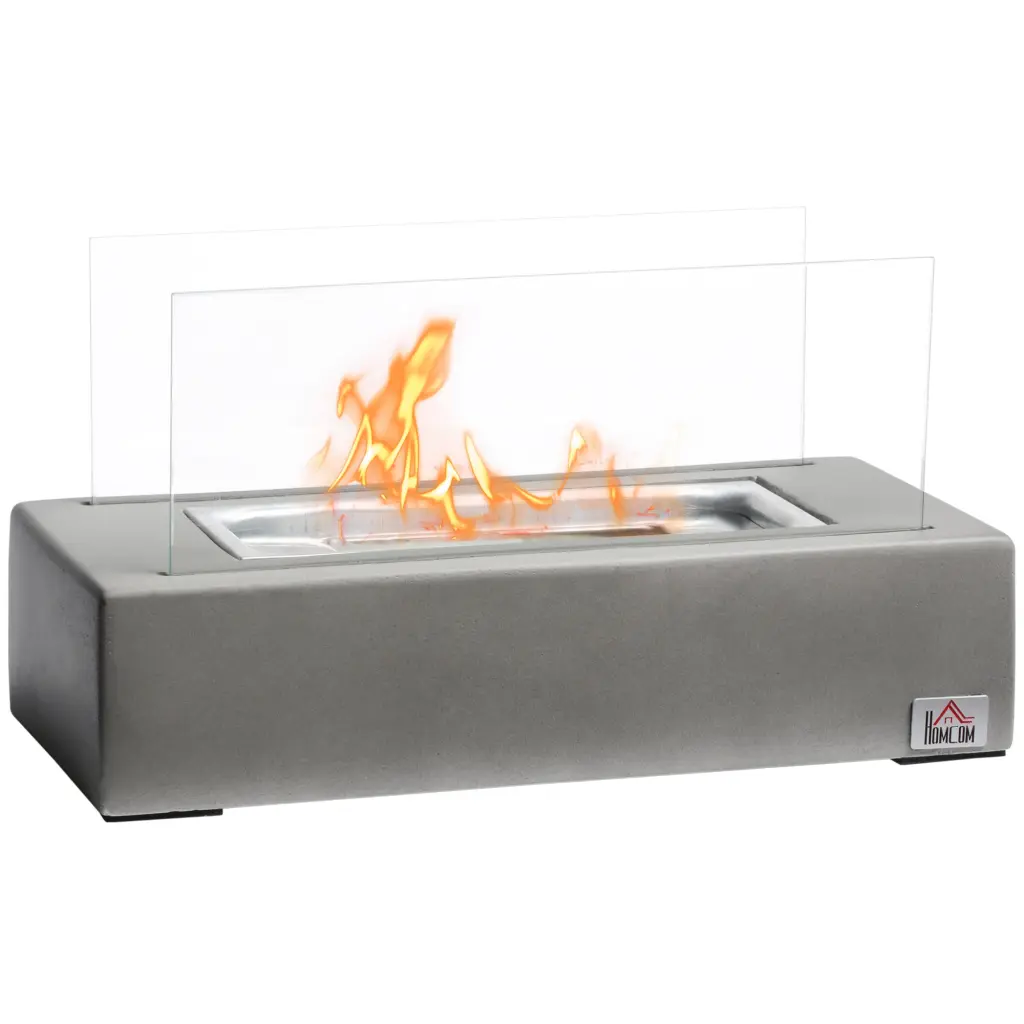 13 Inch Concrete Alcohol Tabletop Fireplace Stainless Steel aosom business