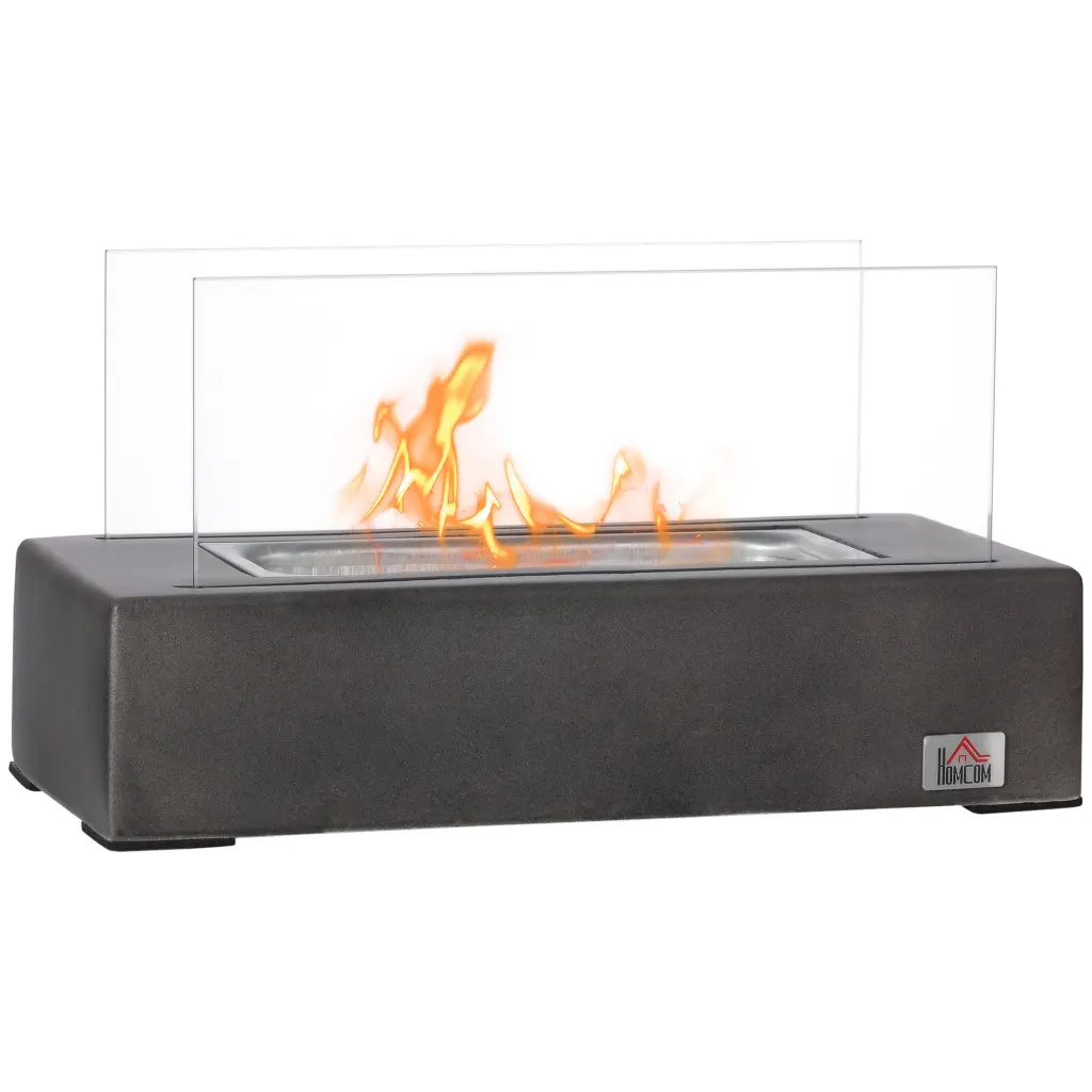 Tabletop Fireplace 13" Concrete Alcohol Fireplace Stainless Steel aosom business