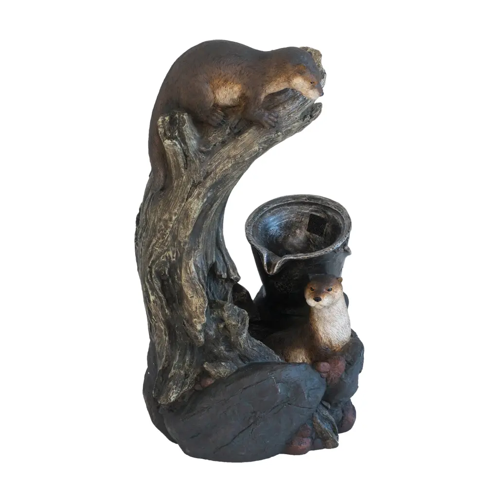 16.9X15X31.3 Inch Decorative Brown Water Fountain Otter Design LED Light Home Garden w2078