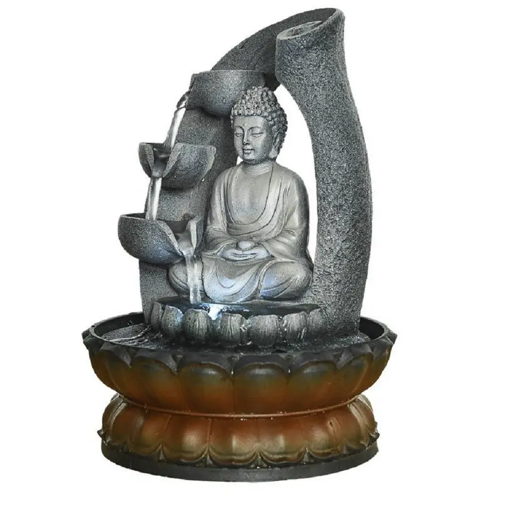 11 Inch Buddha Fountain Fengshui Indoor Tabletop Decorative Waterfall w2181
