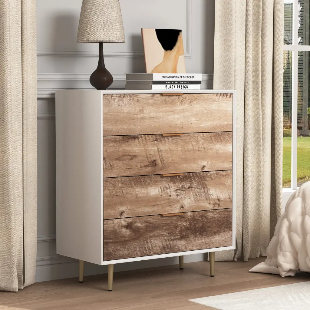 Timberen Tall 4 Drawer Dresser Chest Drawers 4 Metallic Legs Anti Tip Furniture newmark