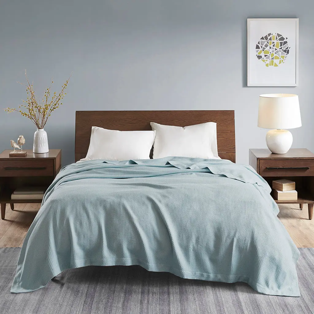 Blanket Light Blue Cotton Soft And Cozy Throw Blanket Bed Couch Or Travel jla