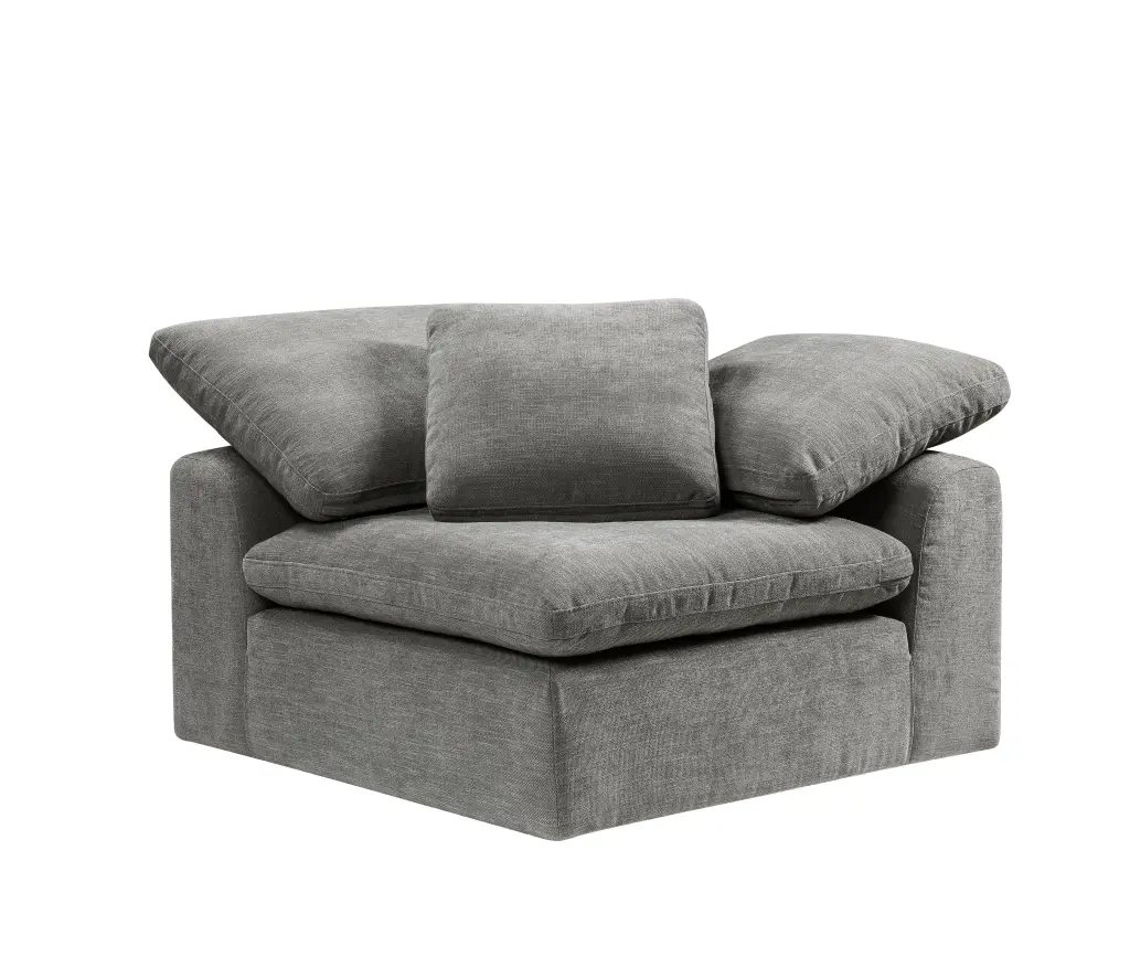 Naveen Modular Wedge W Pillow Gray Linen Upholstered Single Side acme onsite store