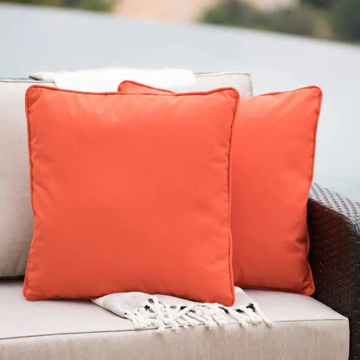 Coronado Square Pillow Set 2 Orange Decorative Throw Pillows nh-kisa