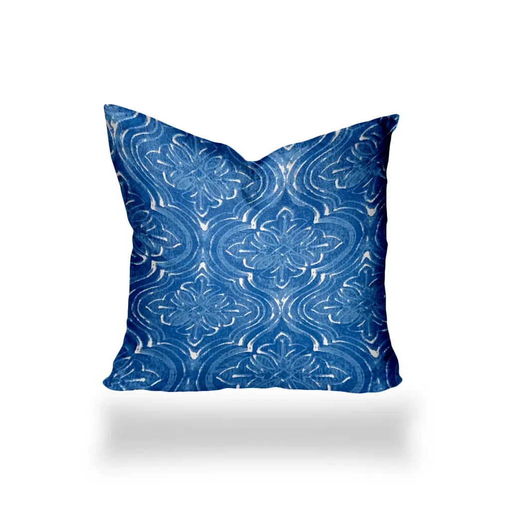 Atlas Indoor Outdoor Soft Royal Pillow Sewn Closed 14x14 Multicolor usa made pillow and pouf