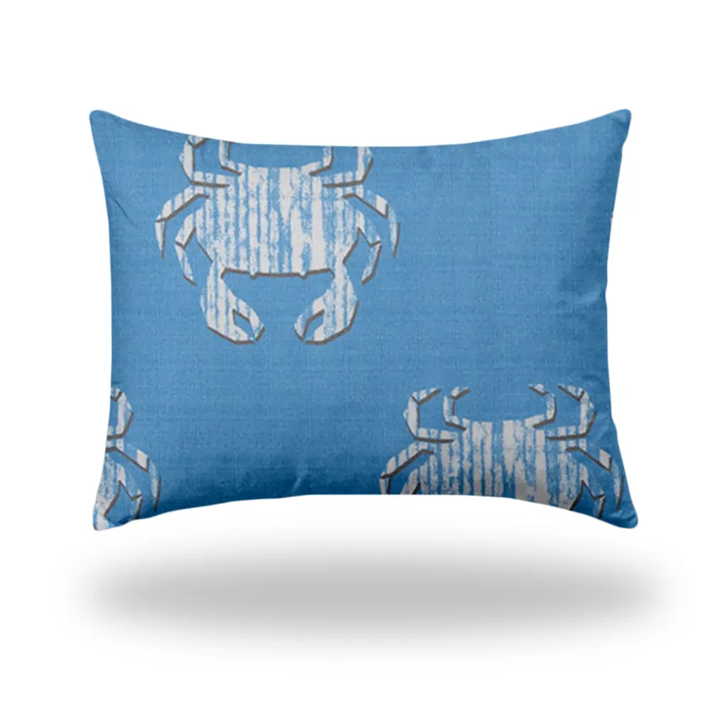 Crabby Indoor Outdoor Soft Royal Pillow Sewn Closed 12X16 Multicolor usa made pillow and pouf